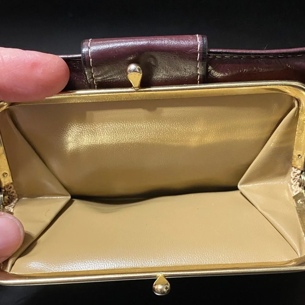 Elegant Rolf’s vintage Burgundy checkbook Leather women’s Wallet
